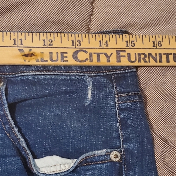 Aeropostale Seriously Stretchy Super High Rise Denim Midi Shorts Sz 12 Distress - Picture 7 of 8